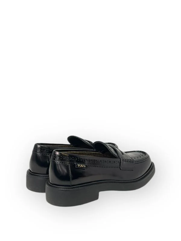 Logo Detail Leather Penny Loafers - Image 3