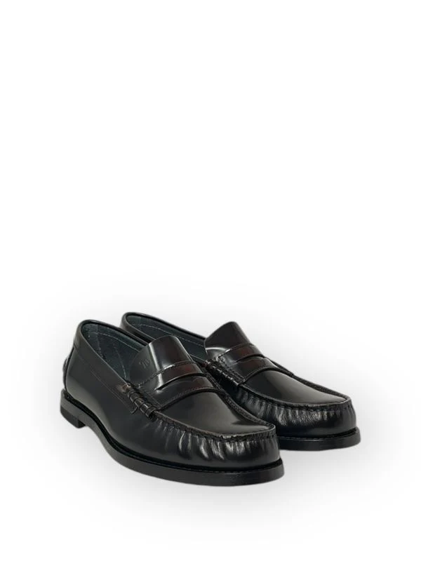 Logo Detail Leather Penny Loafers - Image 2