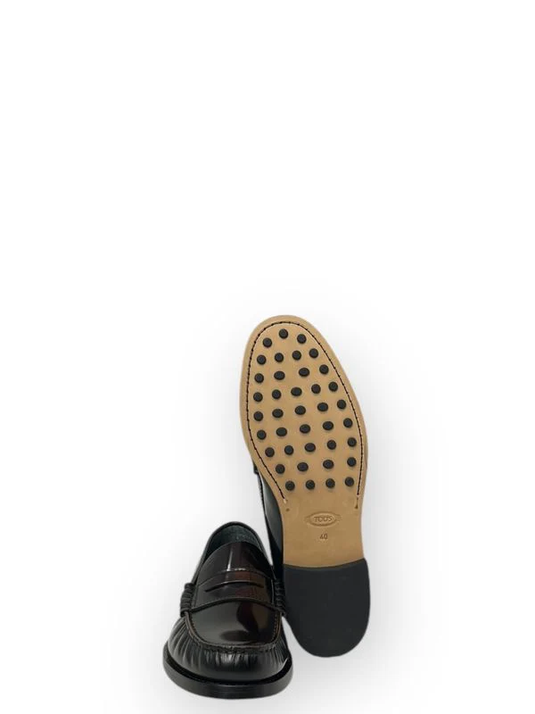 Logo Detail Leather Penny Loafers - Image 4