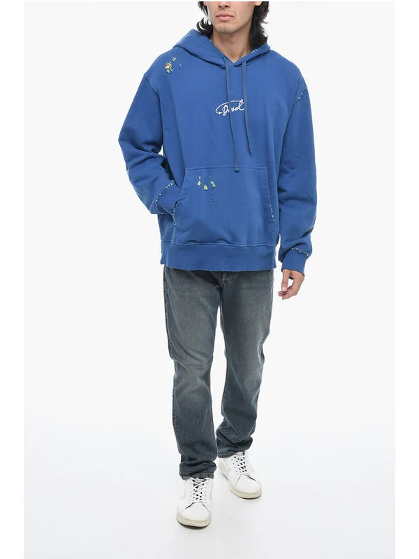 Distressed Detail Cotton Hoodie - Image 4