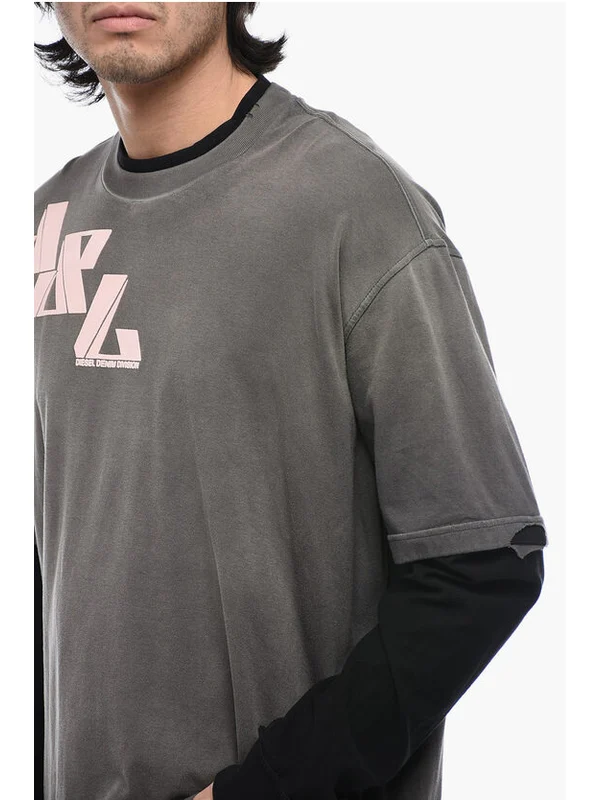 Layered Detail Cotton T-Shirt - Image 3