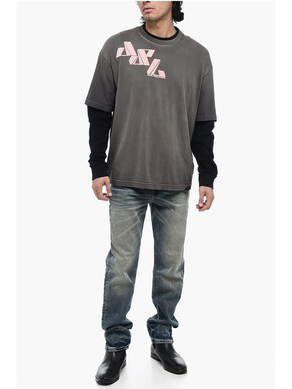 Layered Detail Cotton T-Shirt - Image 4