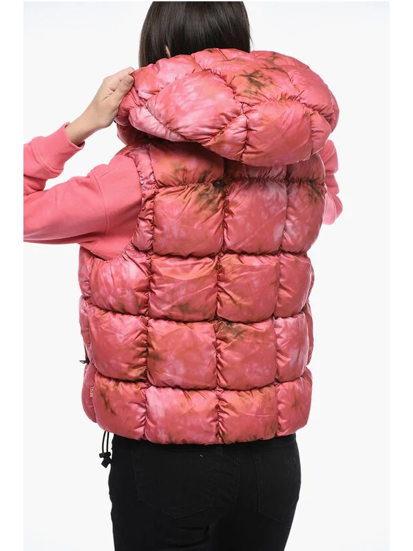 Tie-Dye Effect Hoodie Padding Vest - Image 2