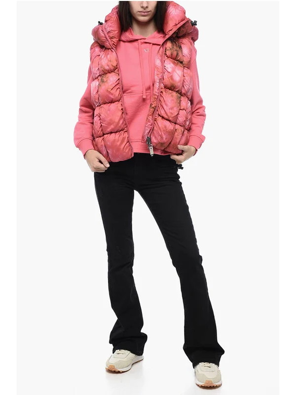 Tie-Dye Effect Hoodie Padding Vest - Image 4