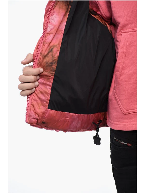 Tie-Dye Effect Hoodie Padding Vest - Image 5