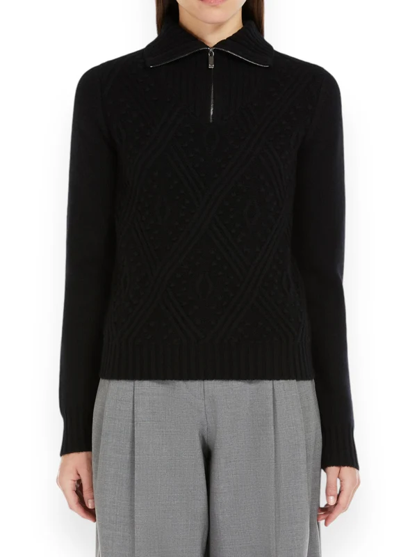 Half Zip Wool Cashmere Knit - Image 3