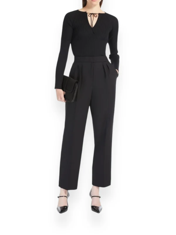 Pintuck Detail Wool Pants - Image 2