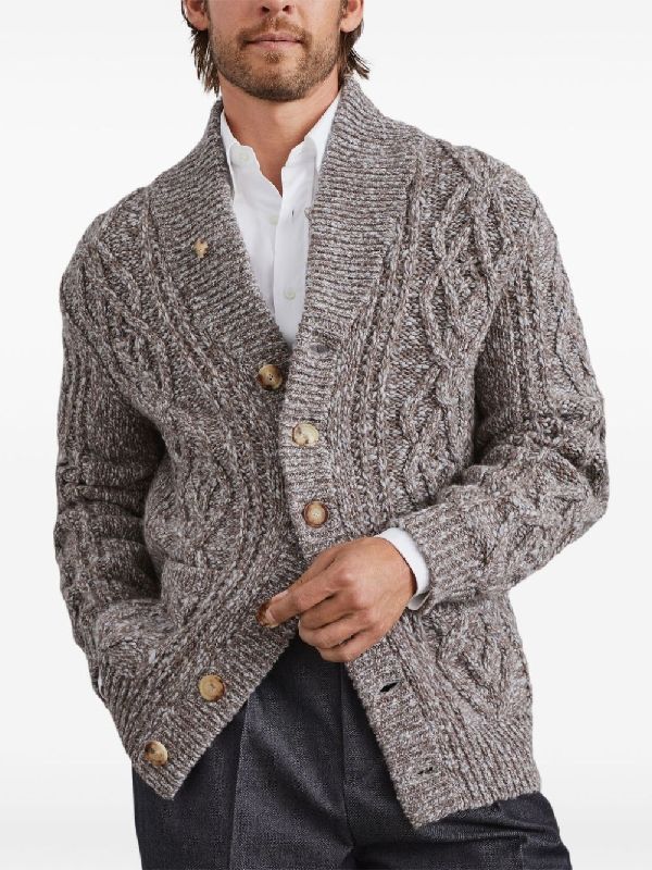 Cable V-Neck Knit Cardigan - Image 3