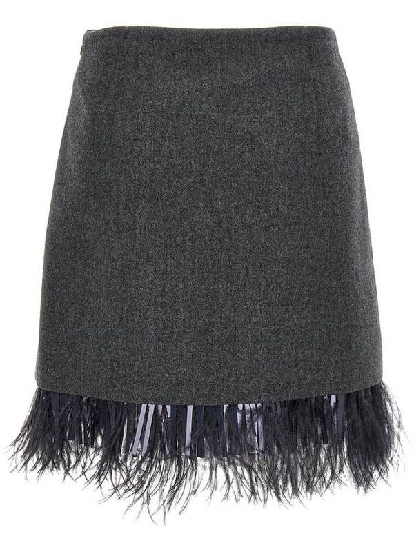 Feather Detail Virgin Wool Cashmere Skirt - Image 2