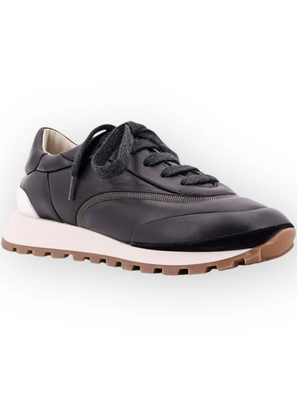 Monili Detail Leather Low-Top Sneakers - Image 2