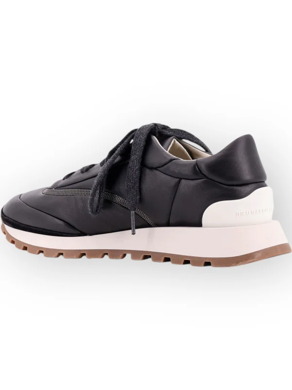 Monili Detail Leather Low-Top Sneakers - Image 3