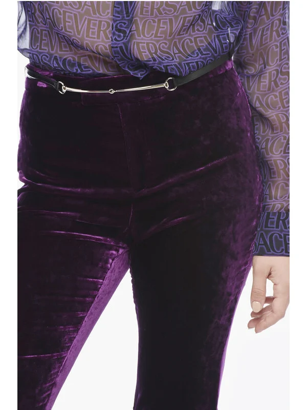 Velour Pants With Ruches Trousers - Image 3