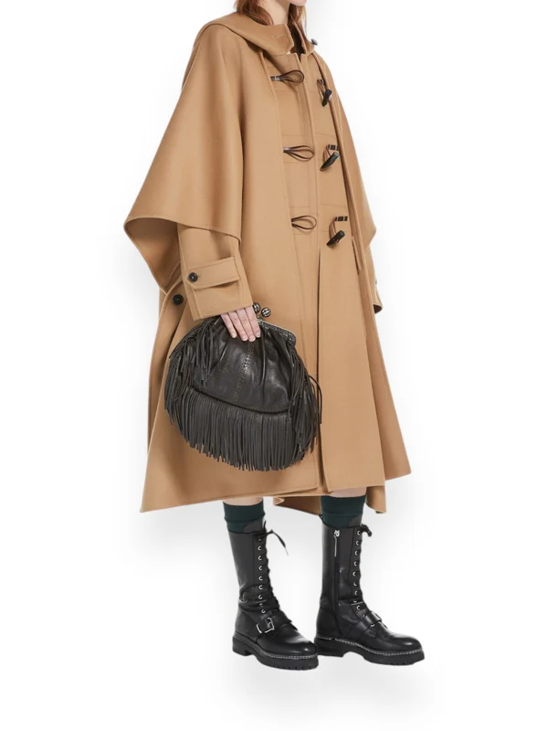 Cape Detail Alpaca Wool Duffel Coat - Image 2
