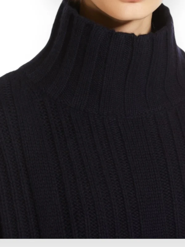 High Neck Rib Wool Cashmere Knit - Image 4