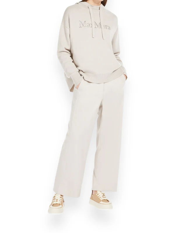 Rhinestone Logo Wool Cashmere Hoodie Knit - Image 2