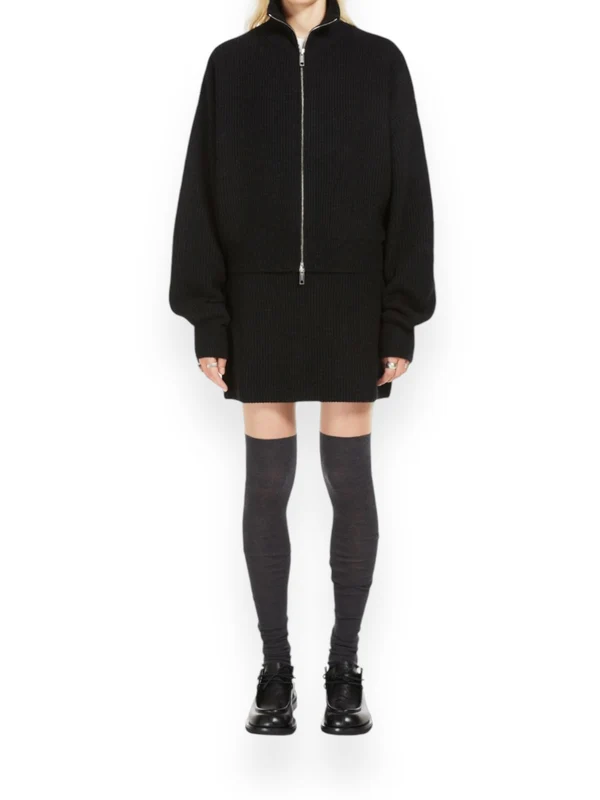 High Neck Wool Cashmere Zip-Up Jacket - Image 2