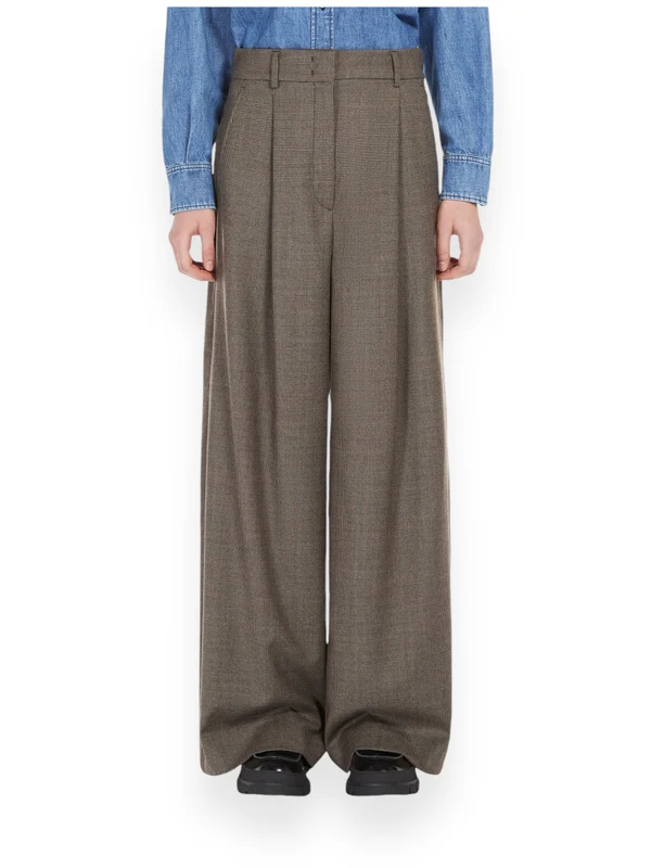 Pintuck Detail Wide Wool Pants - Image 2