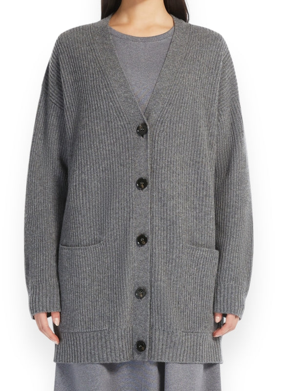 V-neck Ribbed Button-up Cardigan - Image 2