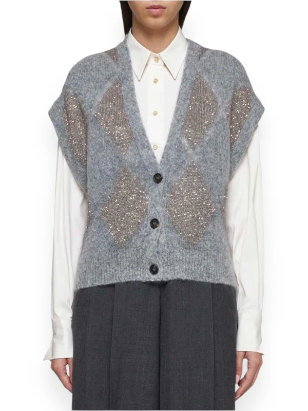Monili Argyle Pattern Wool Mohair Vest - Image 2