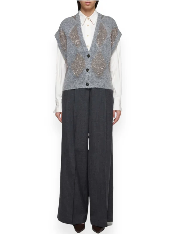 Monili Argyle Pattern Wool Mohair Vest - Image 3