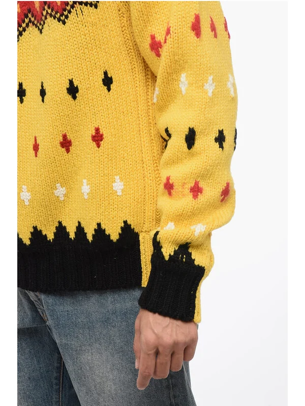 GRENOBLE Crew Neck Wool Blend Pullover with Fairisle Motif Knitted - Image 3