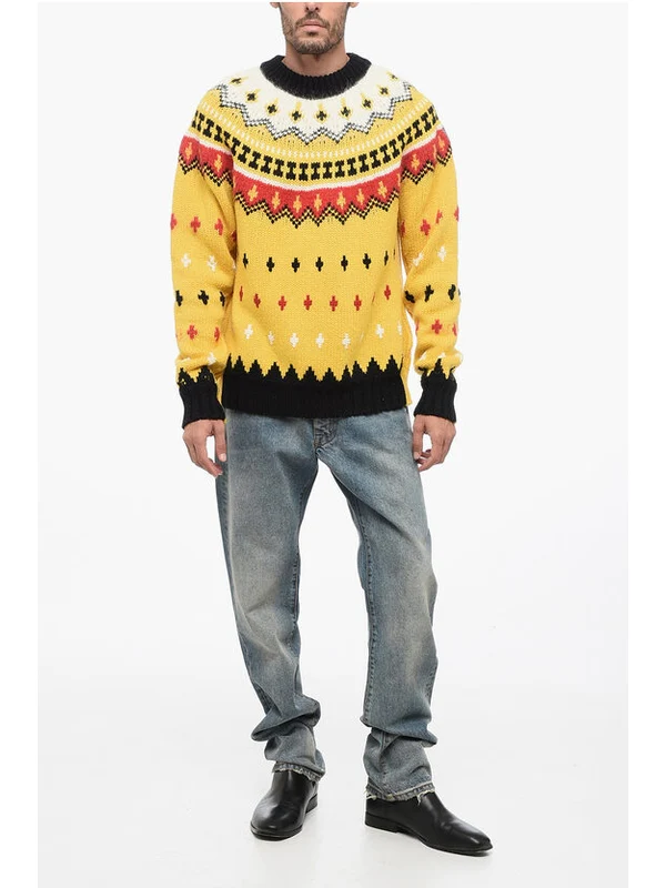 GRENOBLE Crew Neck Wool Blend Pullover with Fairisle Motif Knitted - Image 5