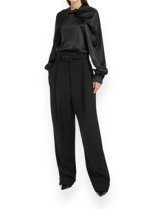 Drape Detail Silk Blouse - Image 2