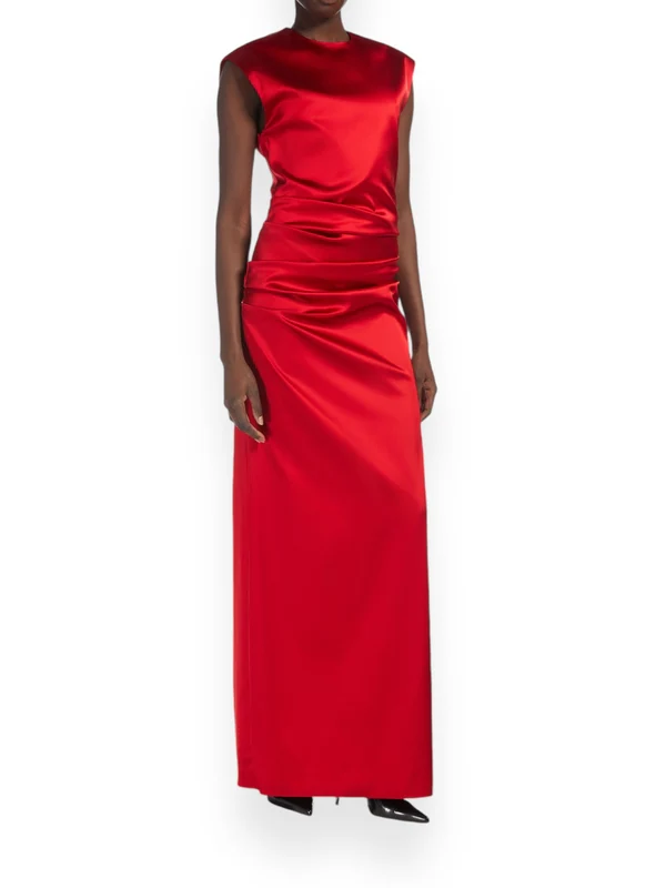 Drape Detail Sleeveless Long Dress - Image 2