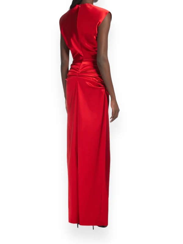 Drape Detail Sleeveless Long Dress - Image 3