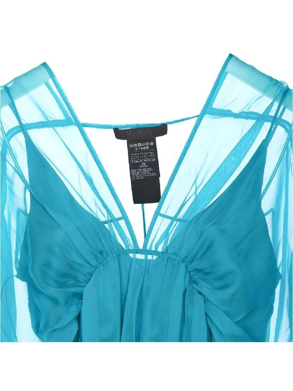 V-Neck Sheer Silk Blouse - Image 3