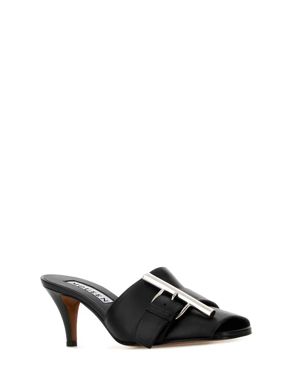 Metal Strap Leather Sandal
  Heel - Image 2