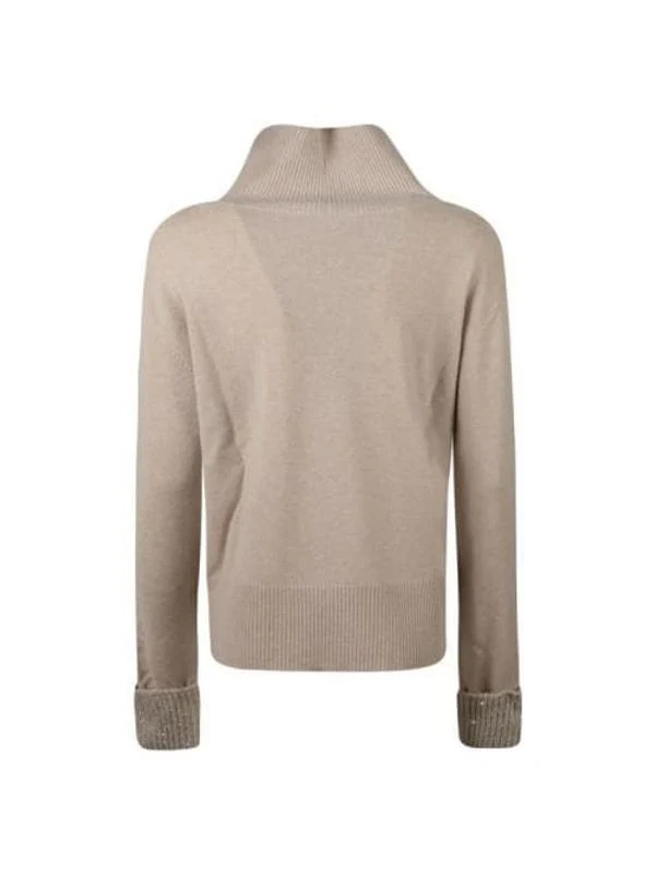 Turn-Up Sleeve High-Neck Knit - Image 2