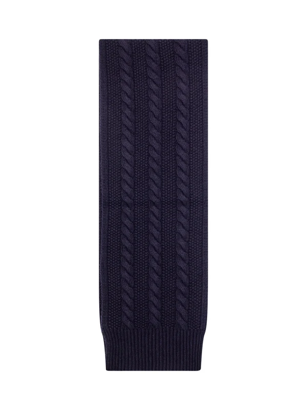Logo Patch Braided Pattern Wool Muffler - Image 2