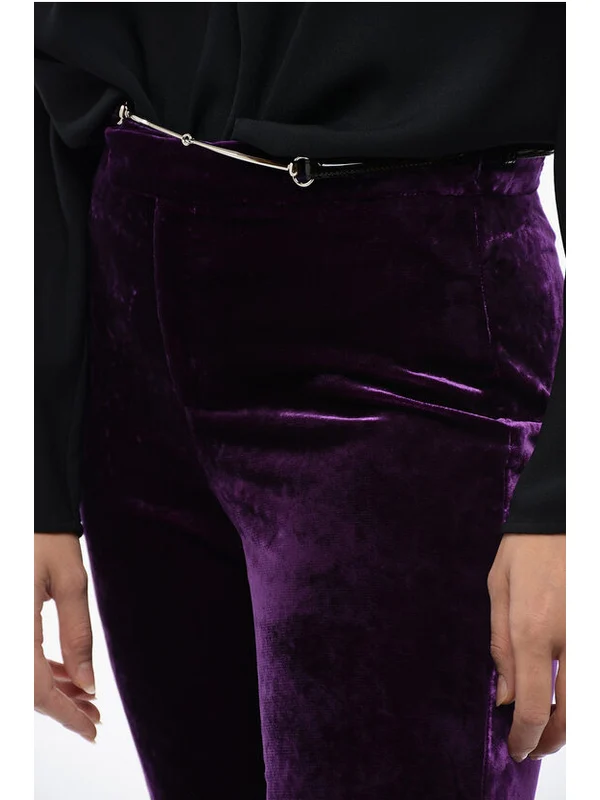Slim Fit Velvet Pants - Image 3