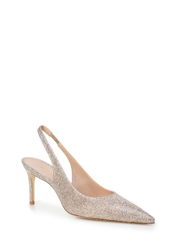 Glitter Detail Leather Slingback Heels - Image 2