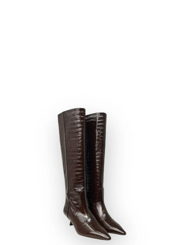 Naomi 50 Croc-Effect Leather High Boots - Image 4