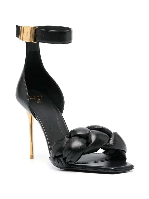 Logo Buckle Strap Leather Sandal Heels - Image 2