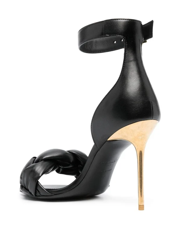 Logo Buckle Strap Leather Sandal Heels - Image 3