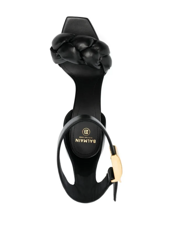 Logo Buckle Strap Leather Sandal Heels - Image 4