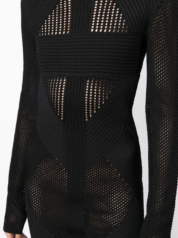 Crochet High-Neck Knit Dress - Image 5