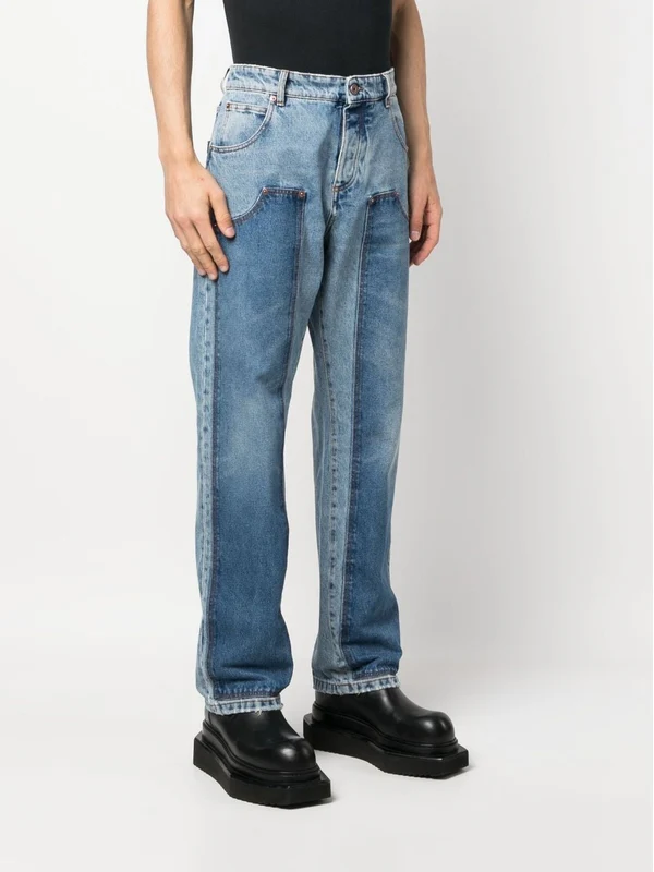 Color Panel Detail Denim Pants - Image 3