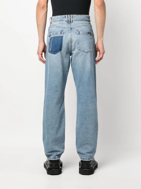 Color Panel Detail Denim Pants - Image 4