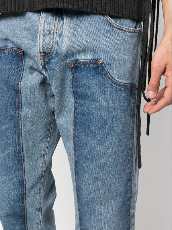 Color Panel Detail Denim Pants - Image 5