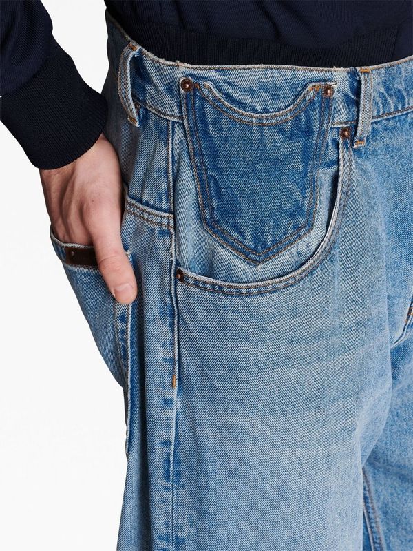 Pocket Panel Detail Denim Pants - Image 6