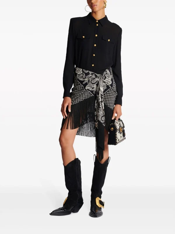 Paisley Fringe Silk Skirt - Image 2