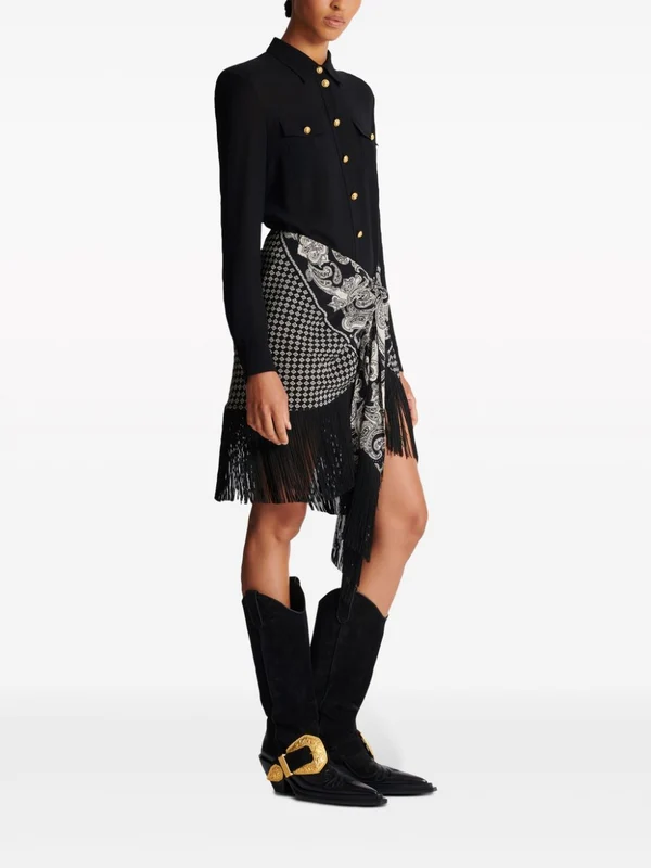 Paisley Fringe Silk Skirt - Image 3