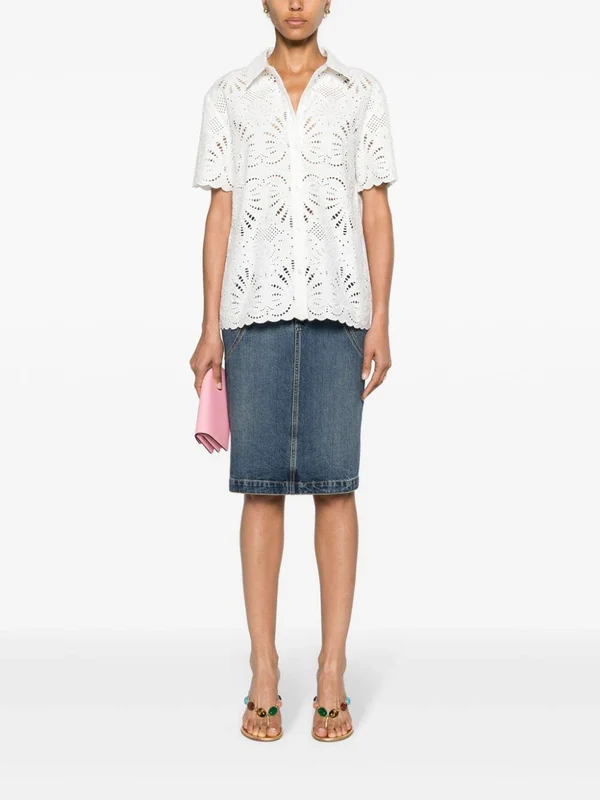 SANGALLO Openwork Short Sleeve Shirt - Image 2
