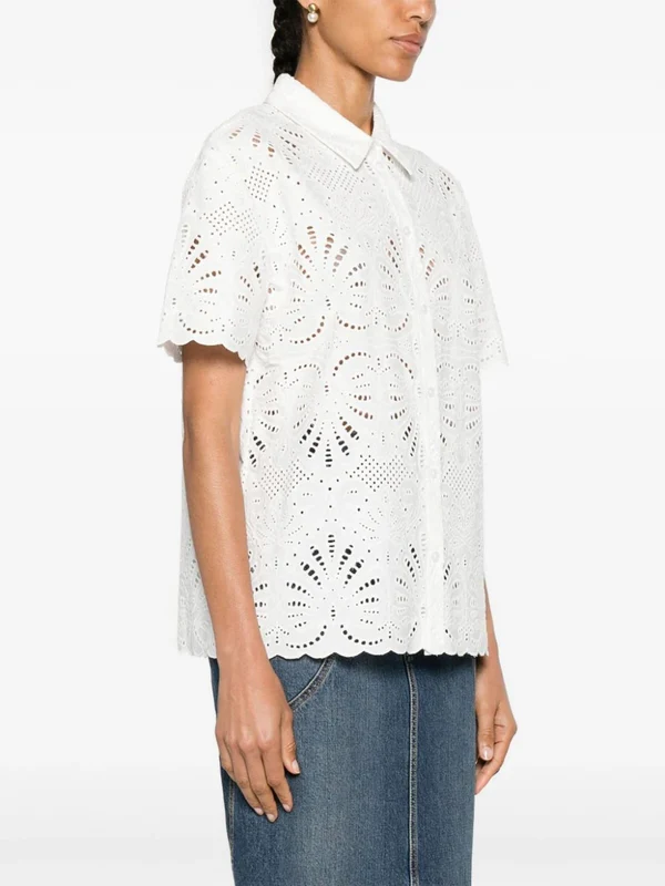 SANGALLO Openwork Short Sleeve Shirt - Image 3