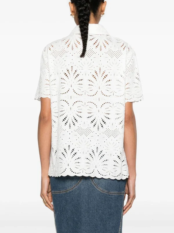 SANGALLO Openwork Short Sleeve Shirt - Image 4
