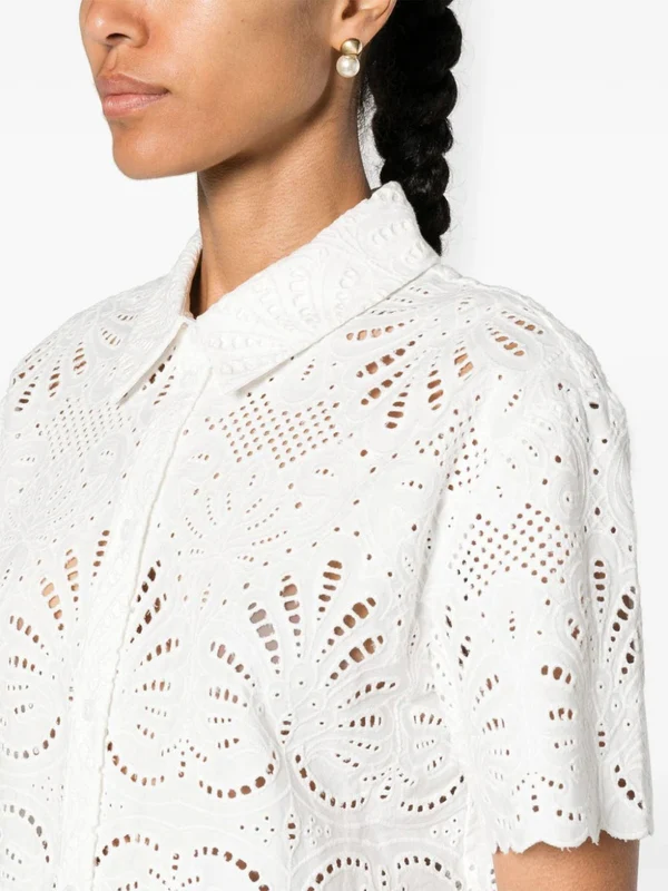 SANGALLO Openwork Short Sleeve Shirt - Image 5